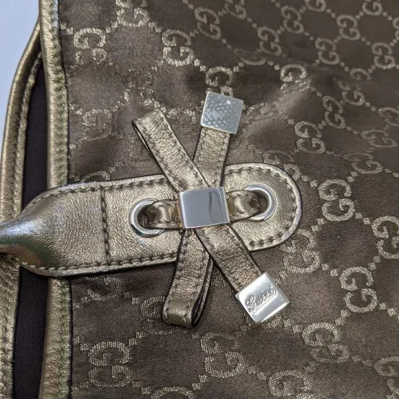 Gucci Tote Bag GG Canvas Light Brown Silk Satin - Picture 13 of 16